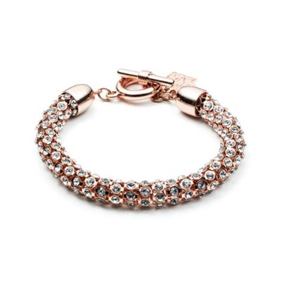 Rose gold plated with crystal stones tubular bracelet